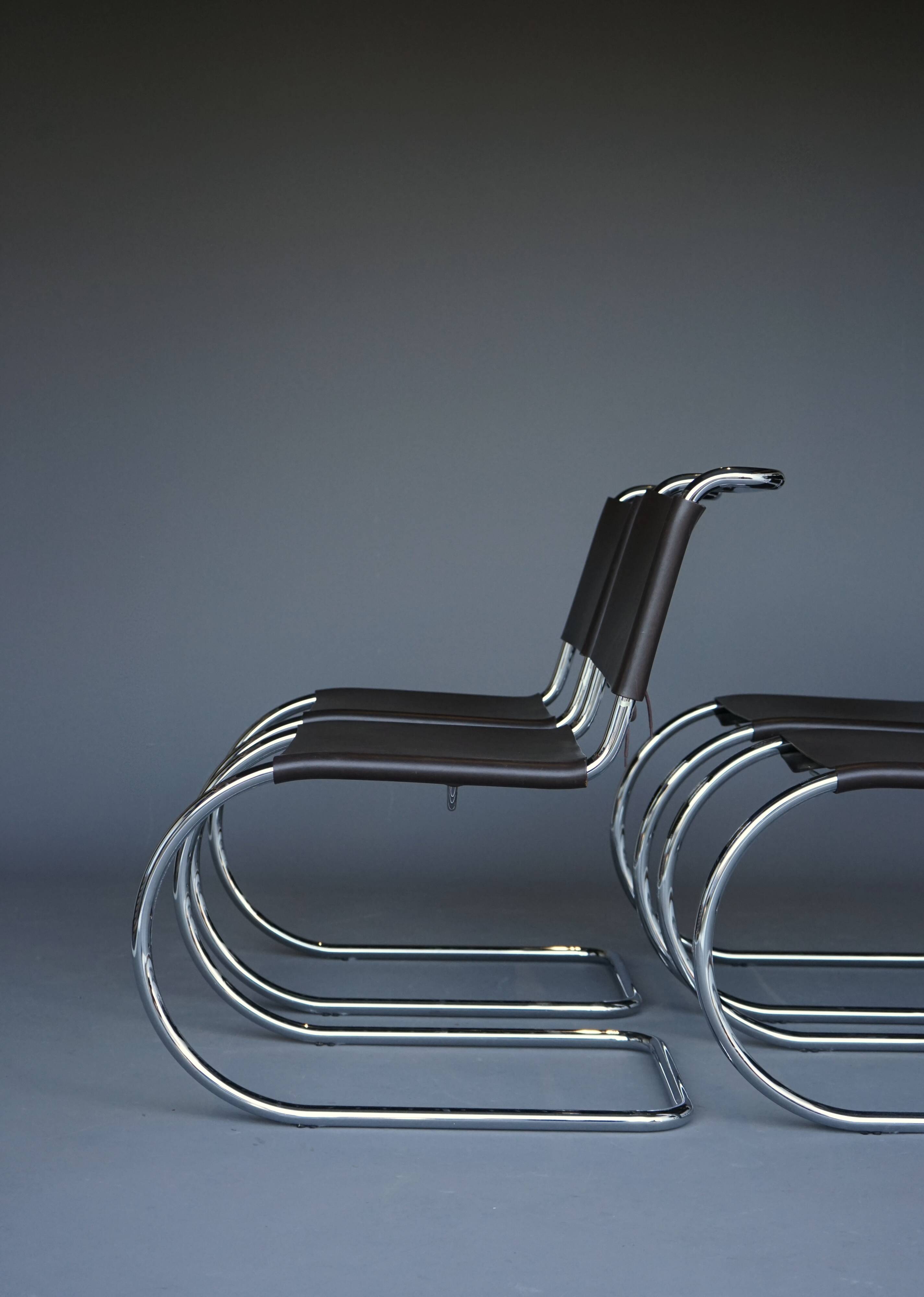 x4 Cantilever MR 10 chairs in the manner of Ludwig Mies van der Rohe.