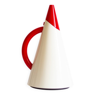 White and red plastic thermos jug with removable and swiveling spout, 80s