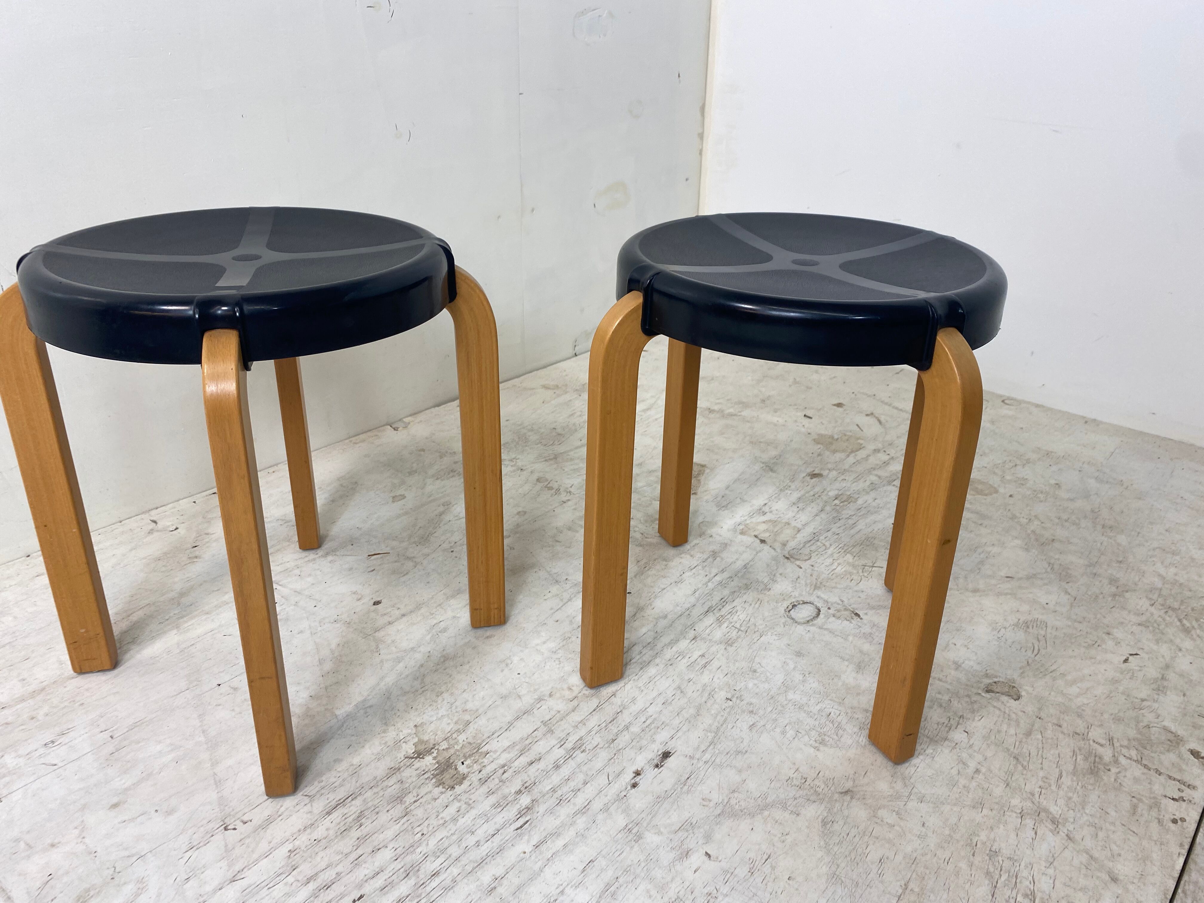 Tabourets vintage de style scandinave de Kembo, années 1970, Ensemble de 2