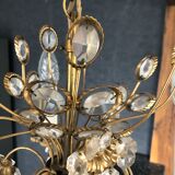 3-arm chandelier in brass and glass