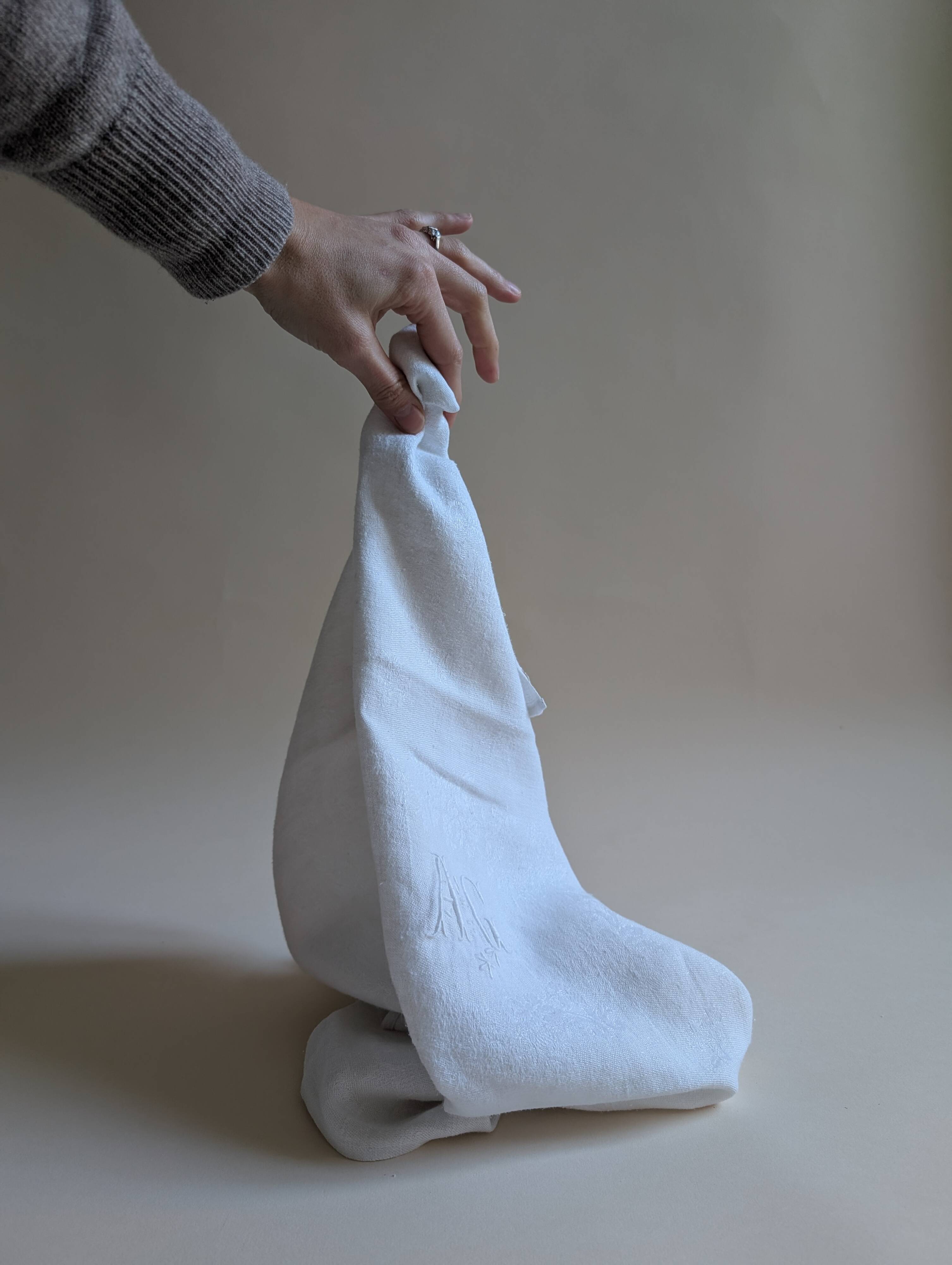 Set of 12 embroidered initial napkins - AG