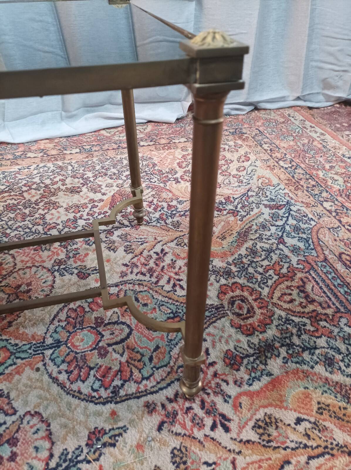 Vintage coffee table in brass and glass