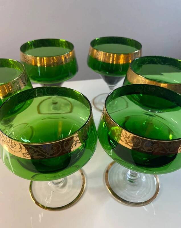 6 vintage Venetian glasses