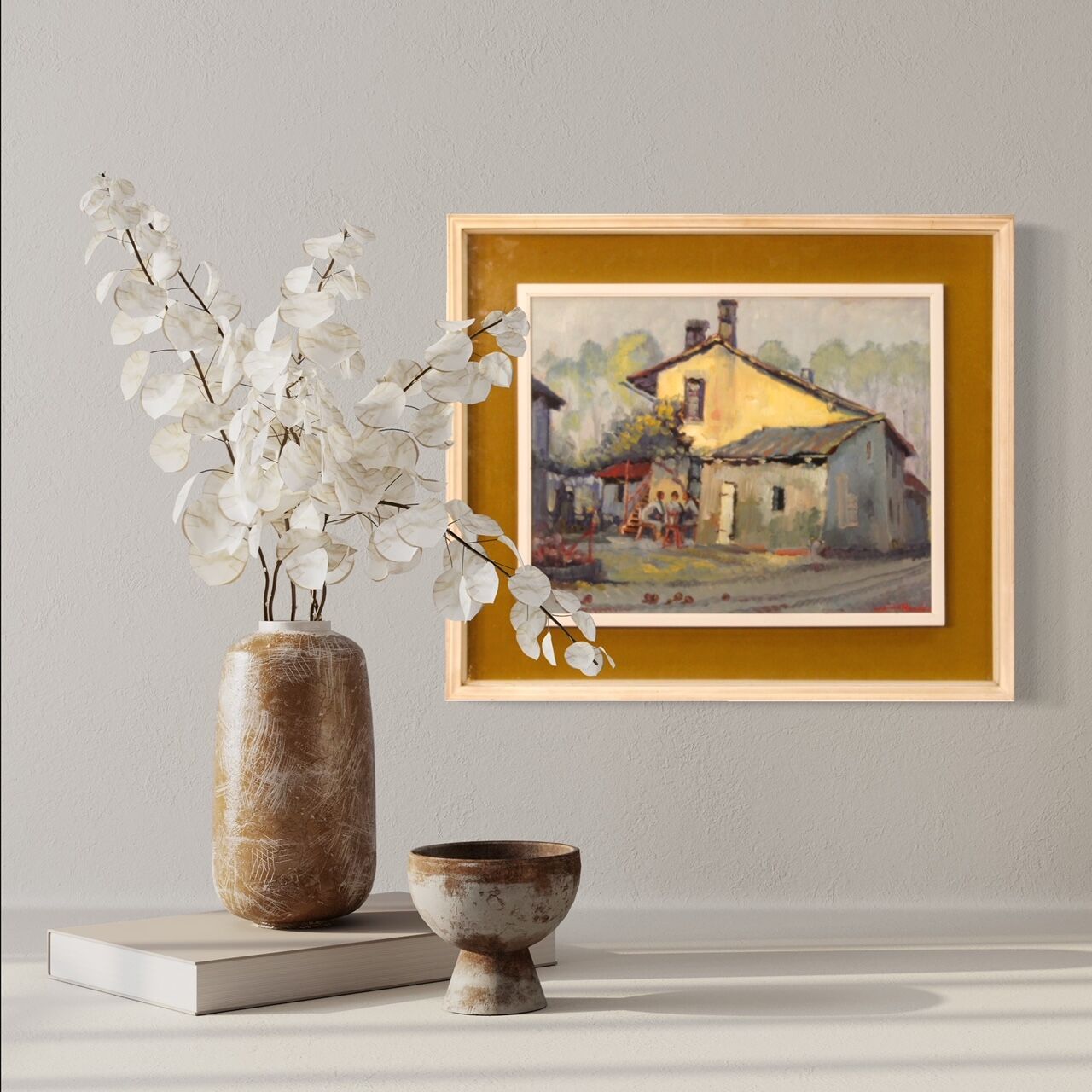 Italian popular scene signed painting oil on board