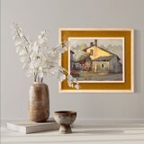 Italian popular scene signed painting oil on board