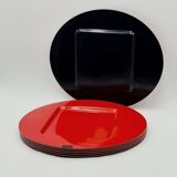 Set de 6 grands sets de table rouges en plastique Robex Italie années 70