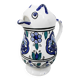 Vintage blue and green ceramic cat-shaped jug carafe