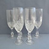 Set of 6 cut crystal champagne flutes