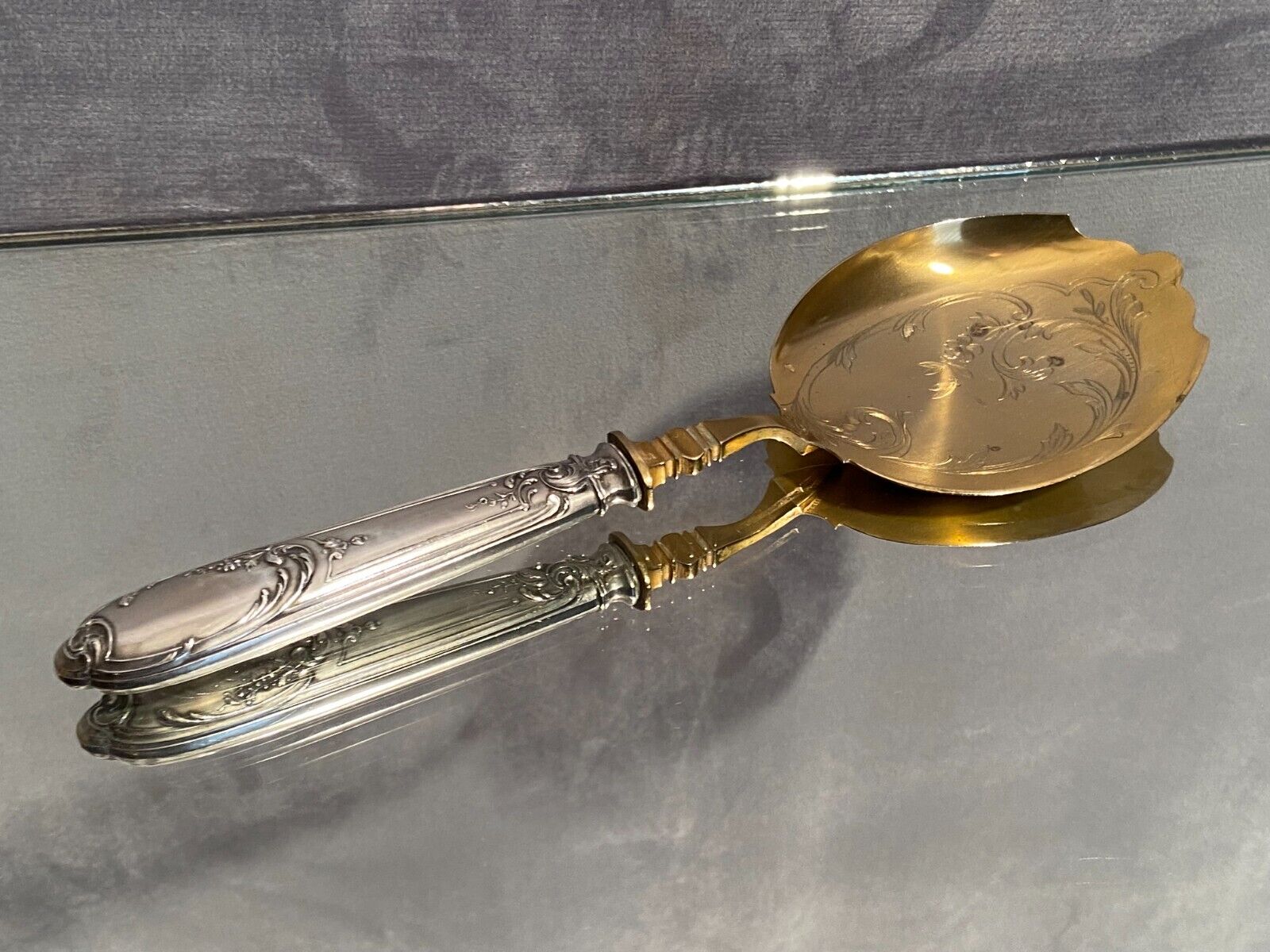 Ice shovel late nineteenth handle in Louis XV style silver