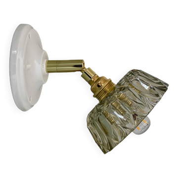 Applique abat-jour vintage en verre fumé -collection vaisselle