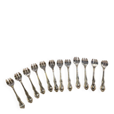 Coffret Mappin and Webb de 12 fourchettes à huitres en métal argenté