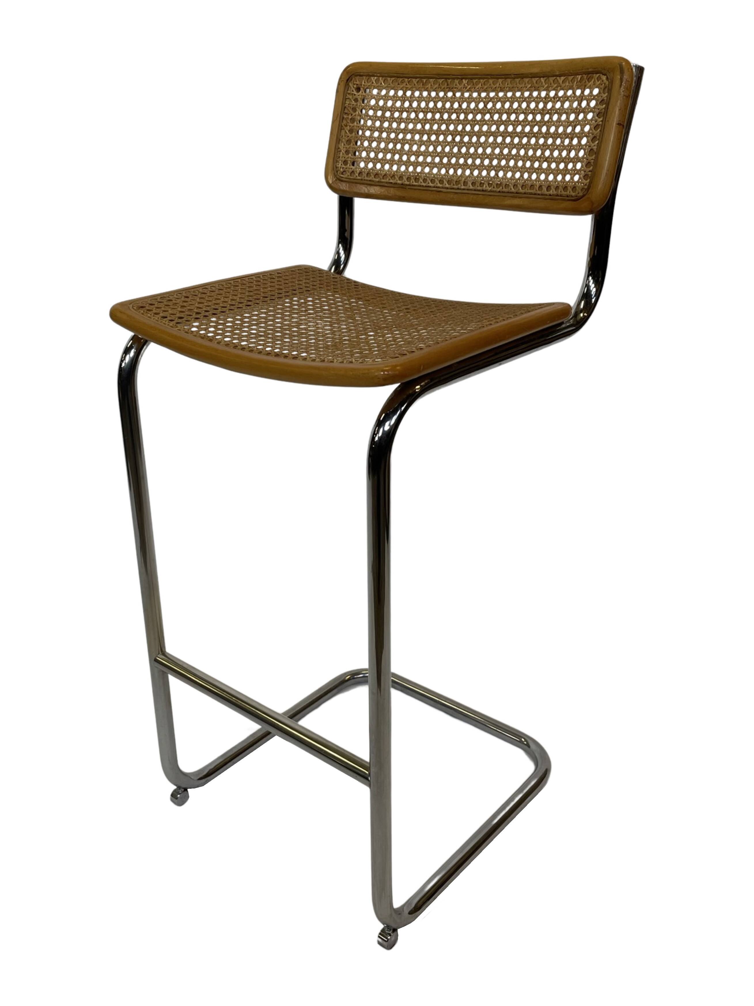 Vintage Cesca Design Bar Stools 80's design in chrome set of four