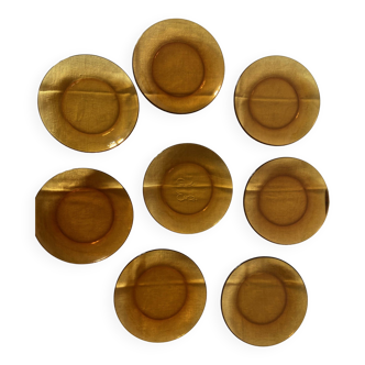 Set of 8 duralex honey-colored dessert plates