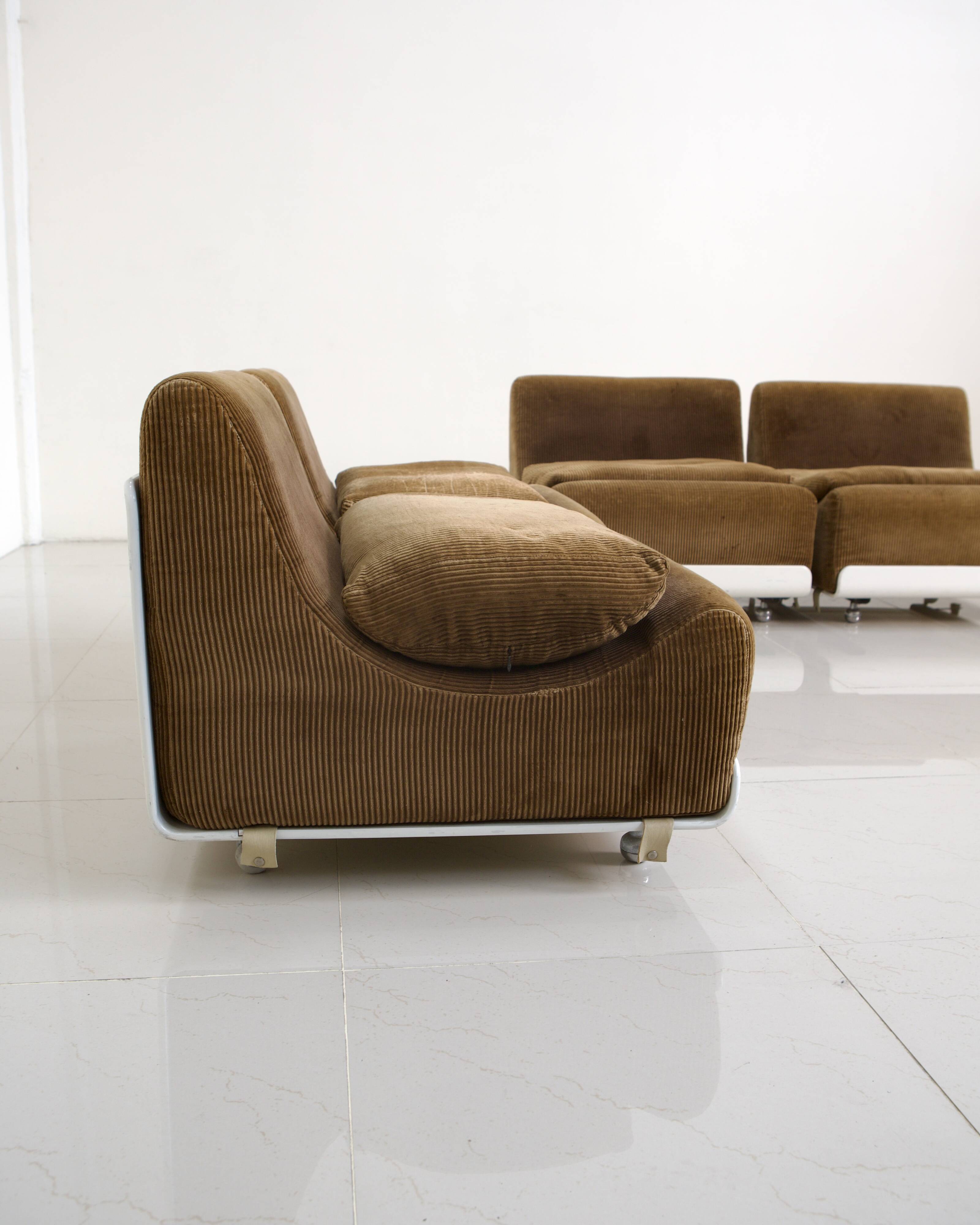 Set of 4 "Orbis" velvet armchairs by Luigi Colani for Colani