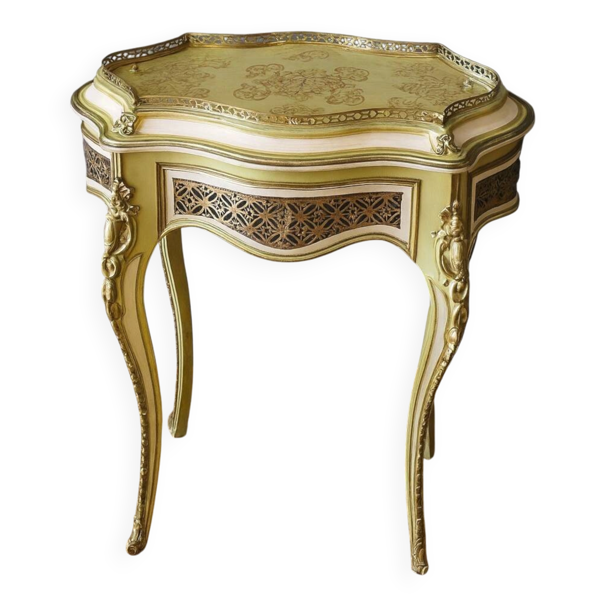 Rare Jardiniére Venitienne de style Louis XV en bois laqué et doré
