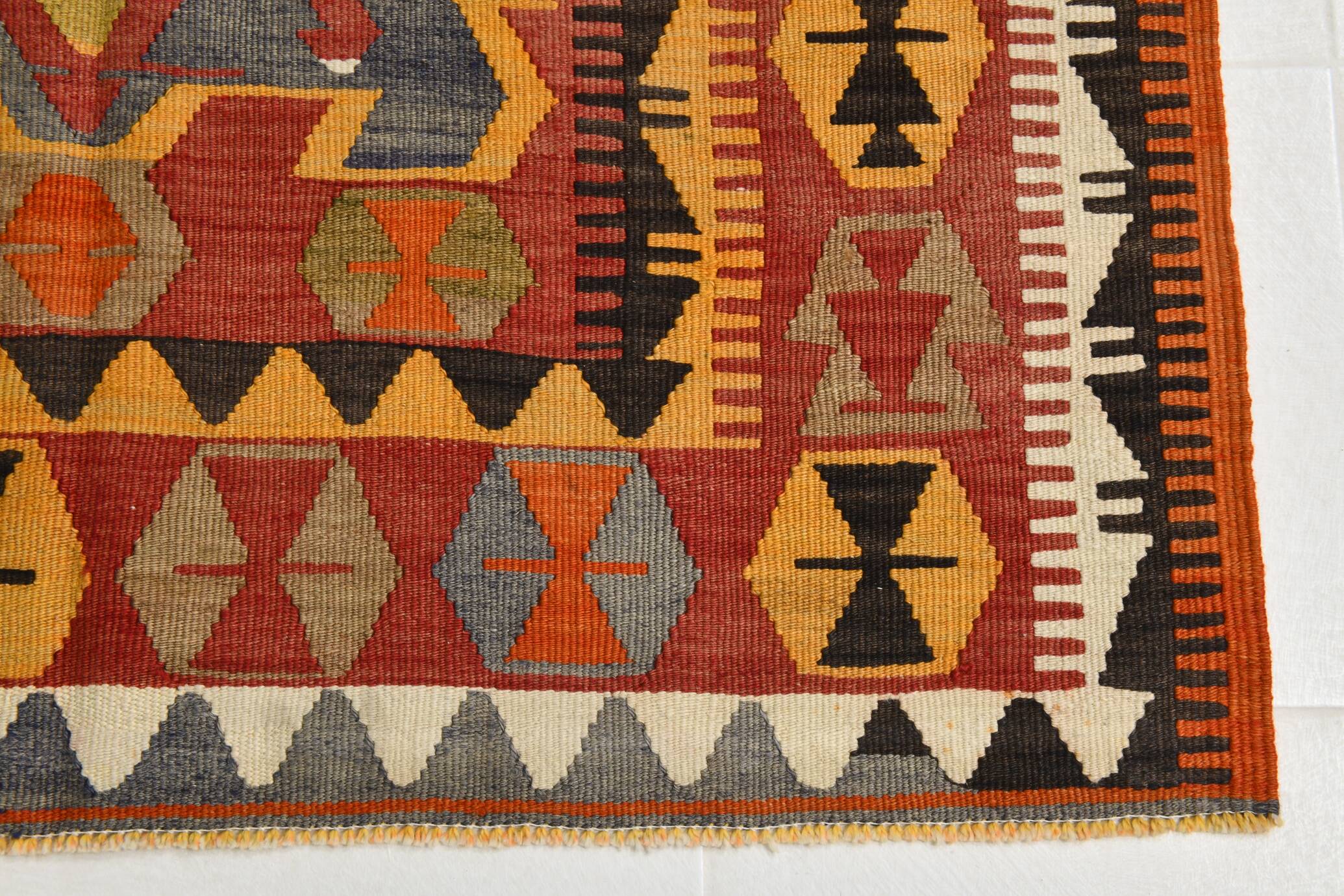 5x12 Soft Red and Orange Anatolian Kilim Rug, Wool Kilim Carpet, 139x377Cm