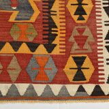 5x12 Soft Red and Orange Anatolian Kilim Rug, Wool Kilim Carpet, 139x377Cm