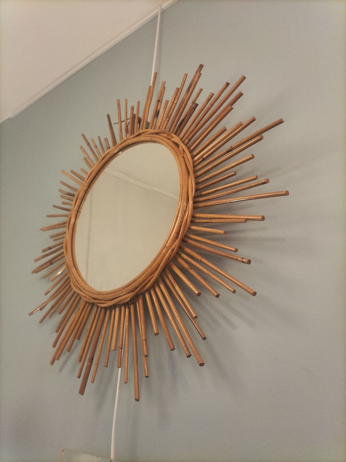 Miroir rotin année 1960