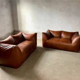 Le Bambole Sofa in Cognac Leather, Mario Bellini for B&B Italia 70s