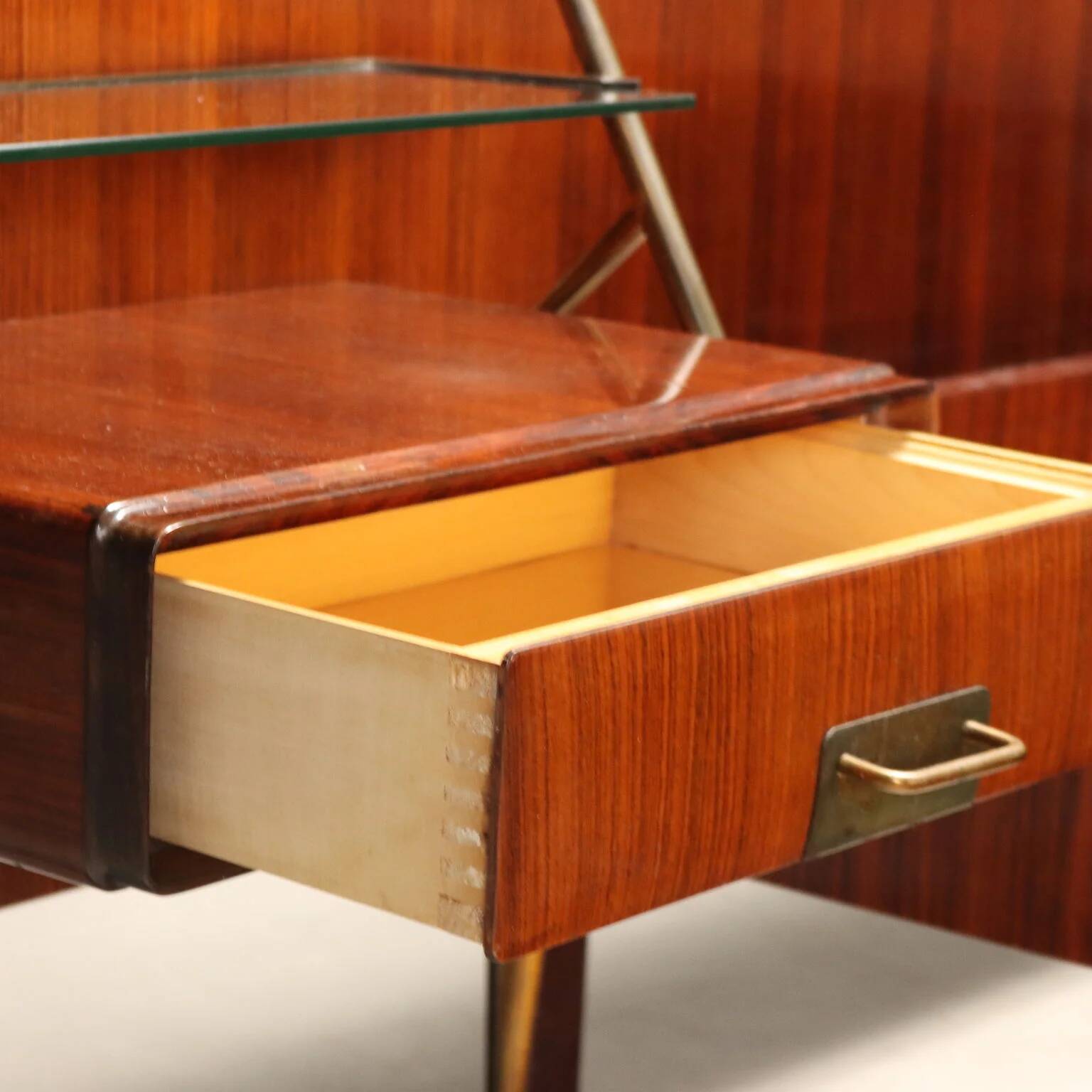 Double bed from the 1960s with bedside tables by Silvio Cavatorta.