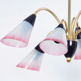 Vintage brass and glass Italian chandelier, 1950s