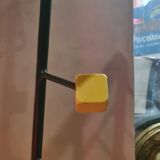 1950s metal and wood wall coat rack with mirror and umbrella stand