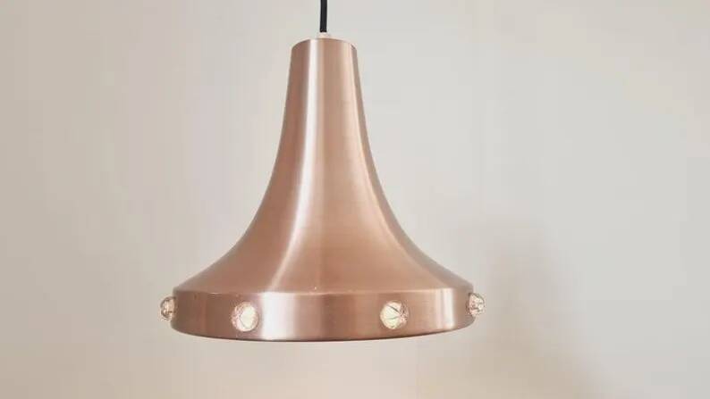 Midcentury Copper Pendant Vitrika, Sweden, 1970s