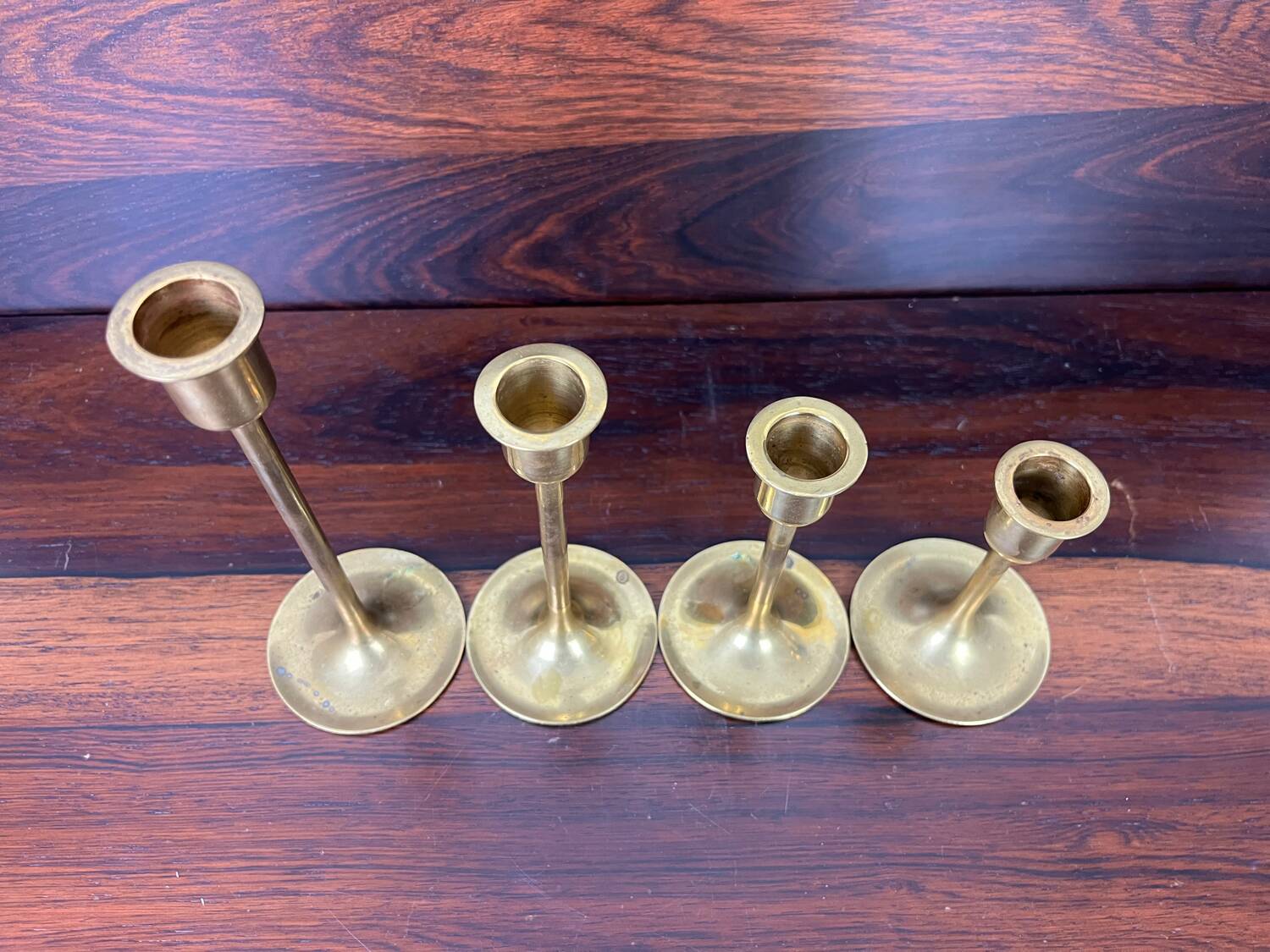 4 Scandinavian brass candlesticks from the 1960s