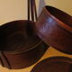 Panier chinois antique en bois et rotin à 3 sections