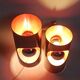 Pair of orange double wall lights Oxar Space Age 1970s