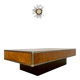 Old Italian design coffee table from the 70s in elm burl and metal / Willy Rizzo