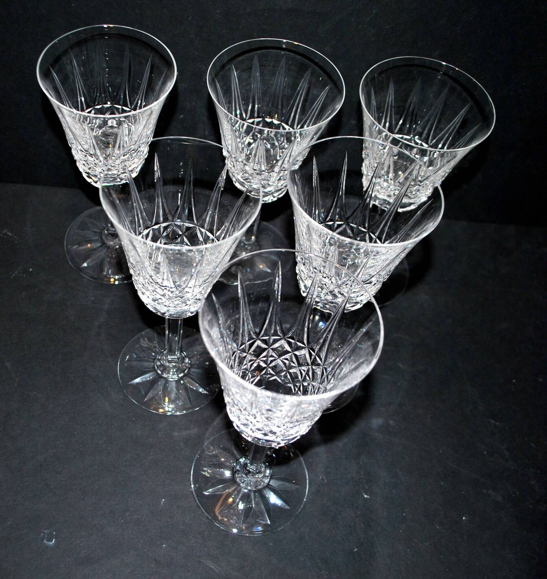 Set of 6 tarn water glasses in cut crystal from saint-louis diamond decor and points h17.5