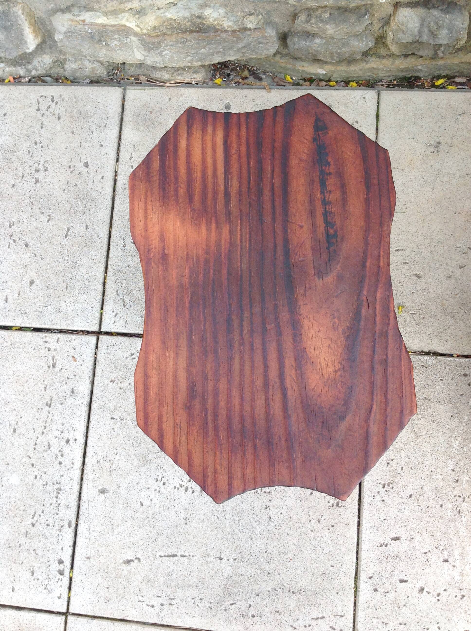 Vintage brutalist wooden tripod stool from the 60s and 70s