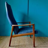 Teak armchair, bluish black. Denmark 1960