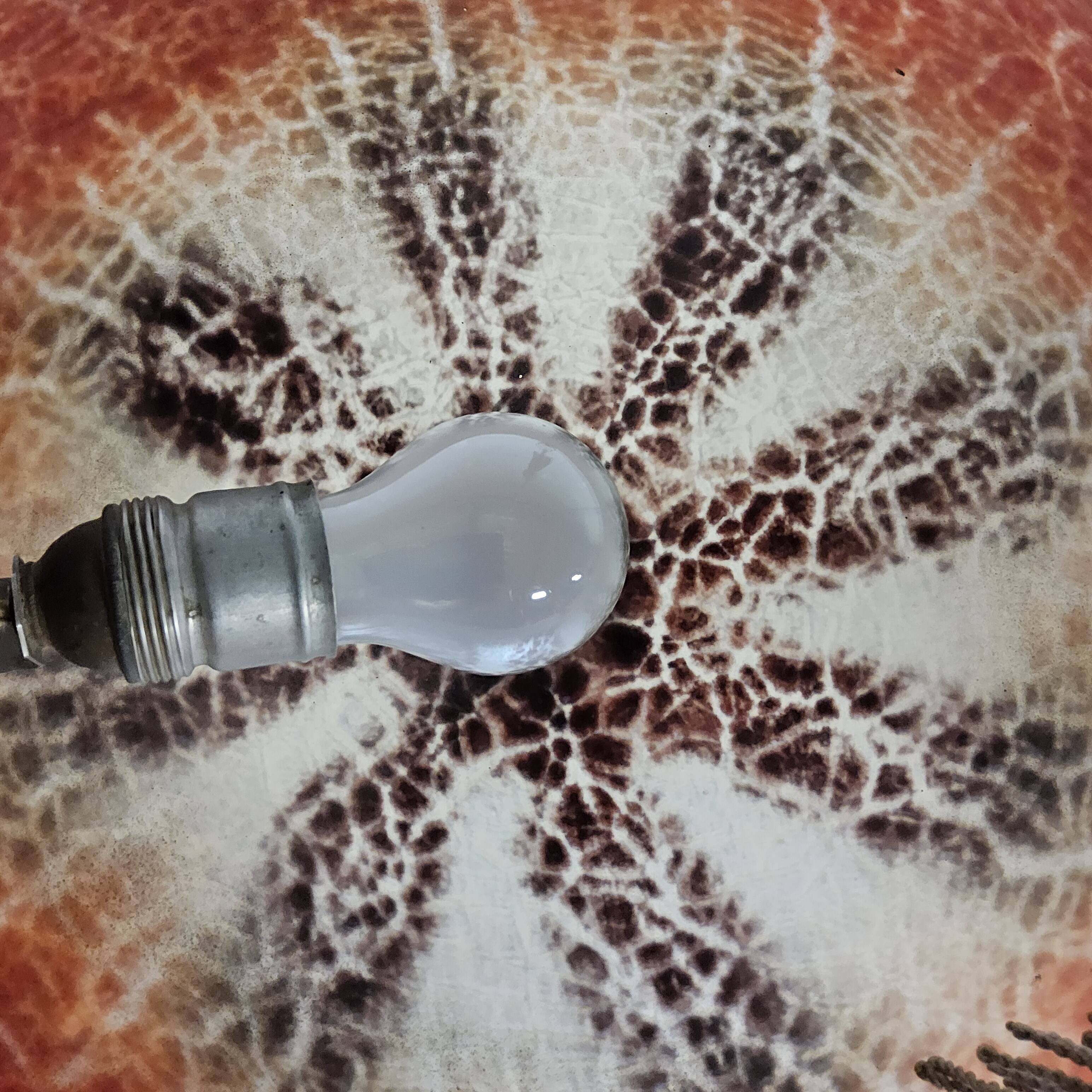 Antique orange German Art Deco WMF Ikora glass pendant lamp 1930