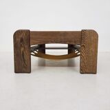 Glass, wenge and leather coffee table, brasil, 1970