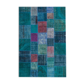 Handmade oriental contemporary 204 cm x 300 cm turquoise patchwork carpet