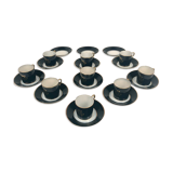 Together, Limoges, Jean Pouyat cups and sub-cups blue oven background