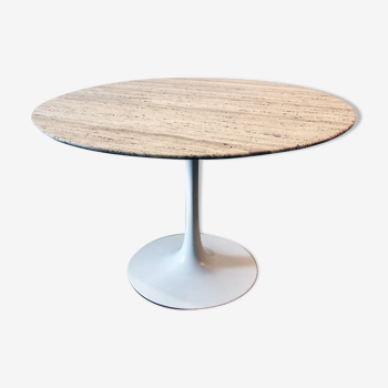 Travertine tulip table by Maurice Burke for Arkana, 1970s
