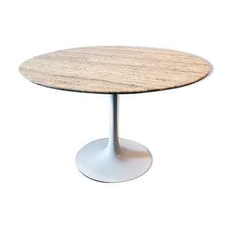 Travertine tulip table by Maurice Burke for Arkana, 1970s