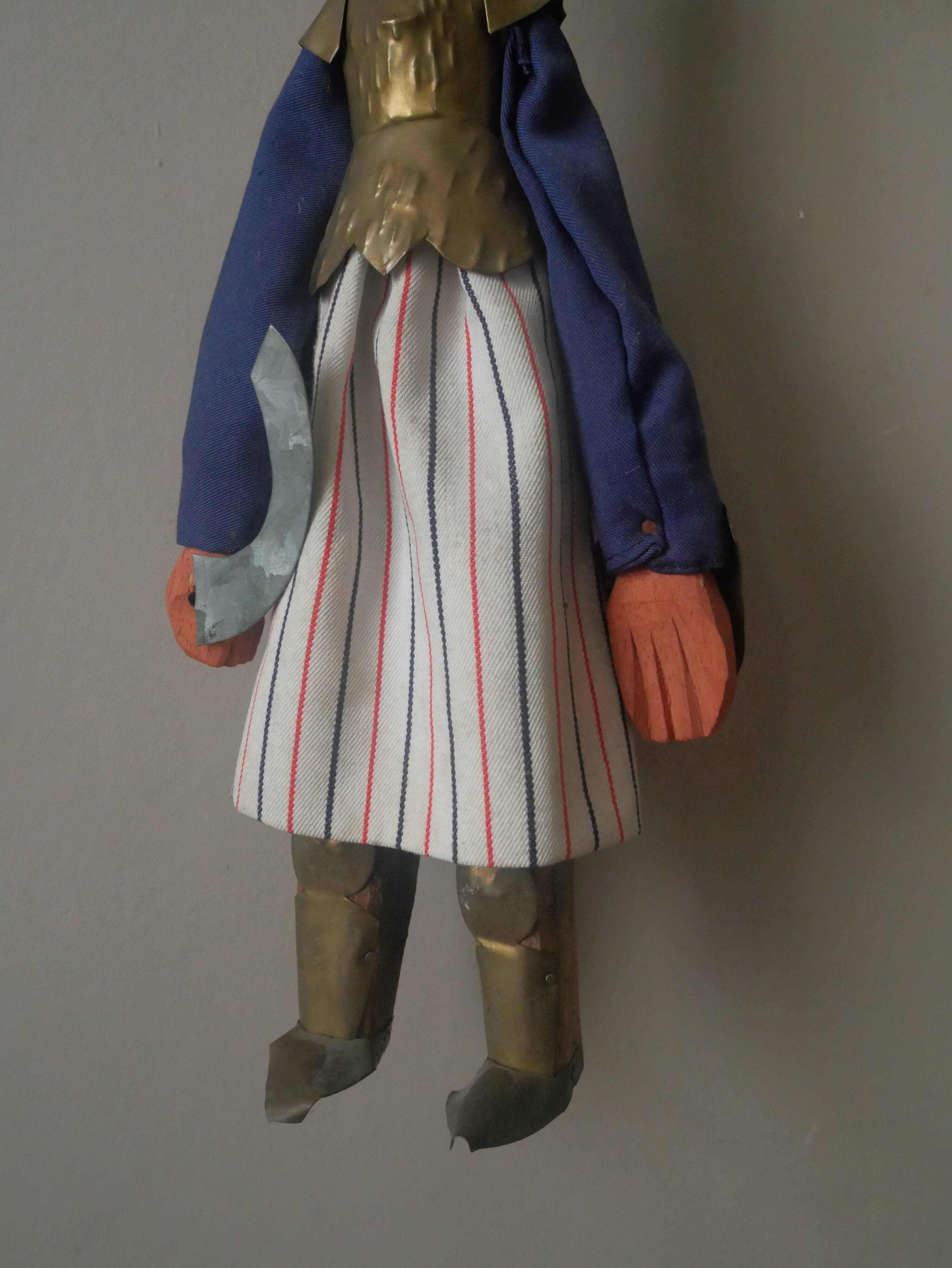 Vintage Middle Eastern decorative wooden puppet hand carved and painted