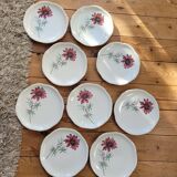 Set of 9 pink daisy dessert plates