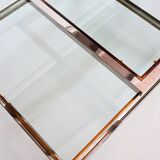 Coffee table in brass and chrome with folding top compartment to House Jansen 1970 s