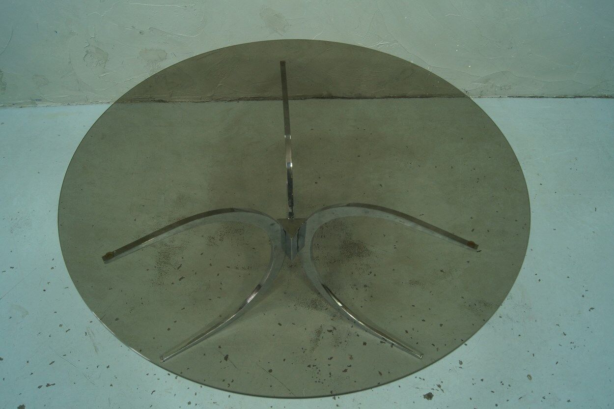 Italian modern chrome and glass coffee table, 1970