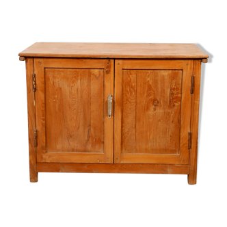 Low sideboard in Burmese teak 2 solid doors and opening top