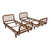 Pair 1960s Franca Helg Bonacina Rattan Malacca Daybeds