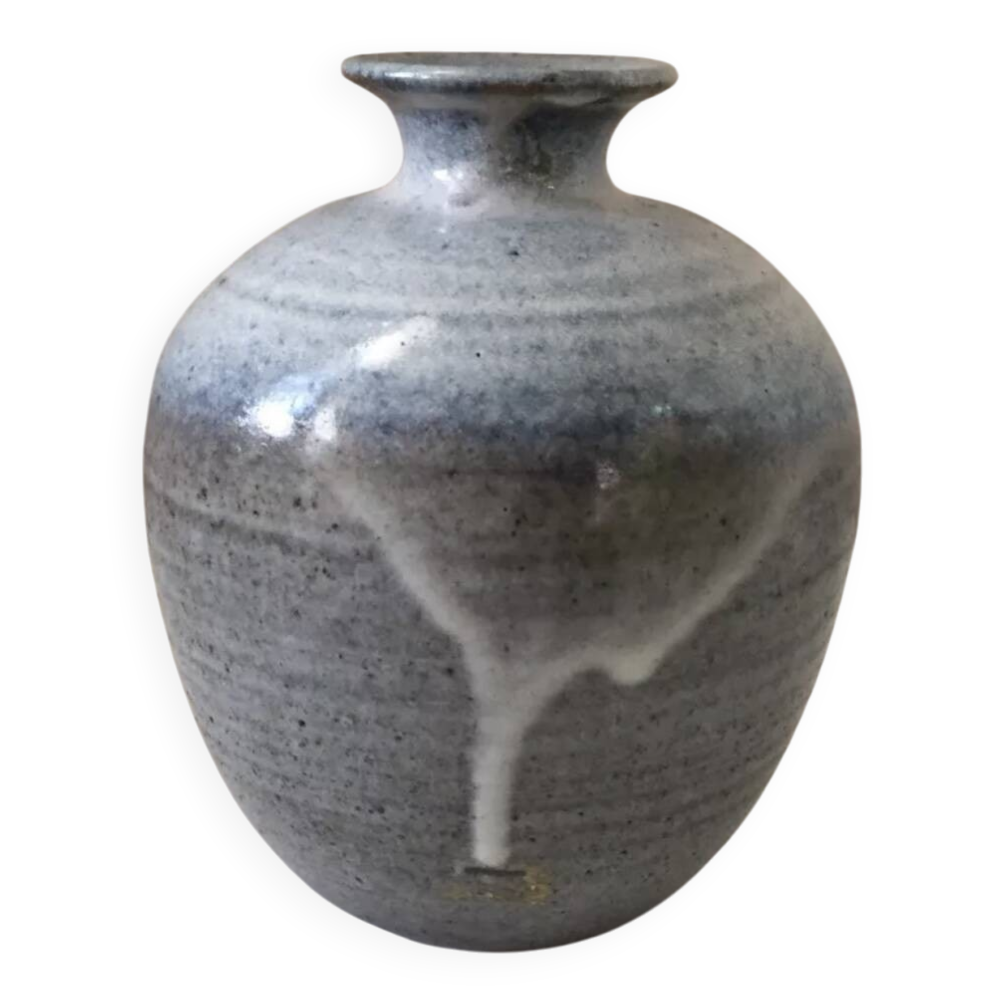 Vintage stoneware ceramic round ball vase