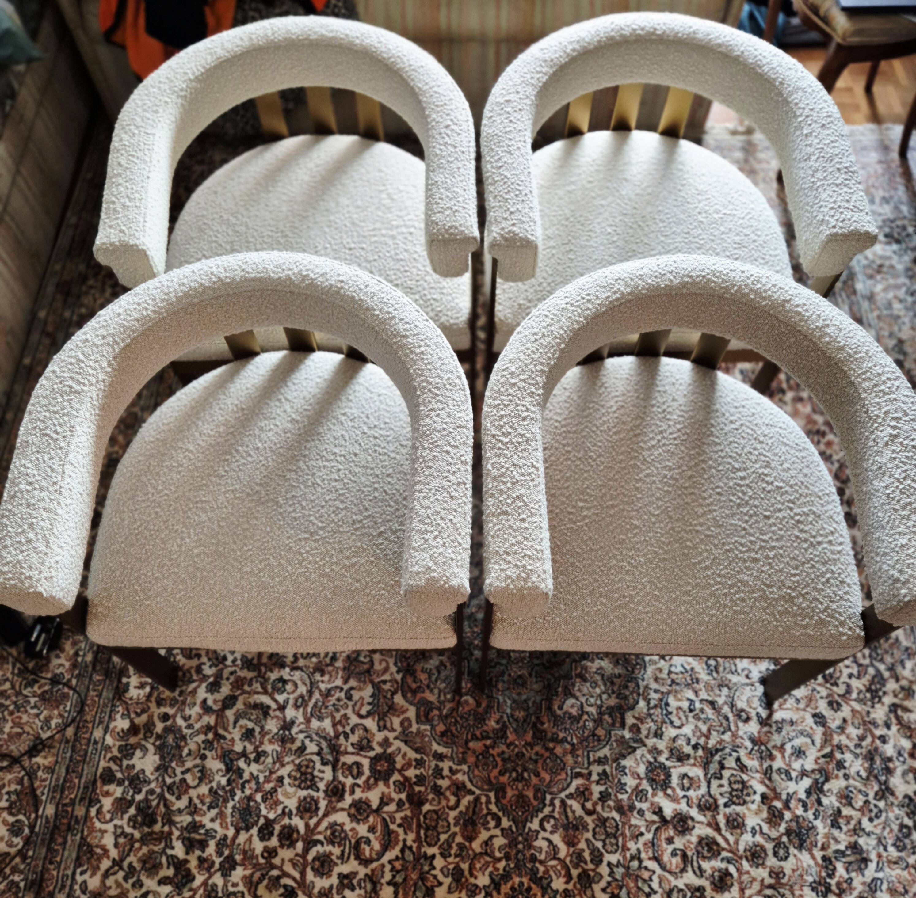4 Eichholtz Clubhouse Bouclé Cream chairs