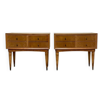 Commodini Mid-Century moderni in stile italiano, anni '50, set di 2