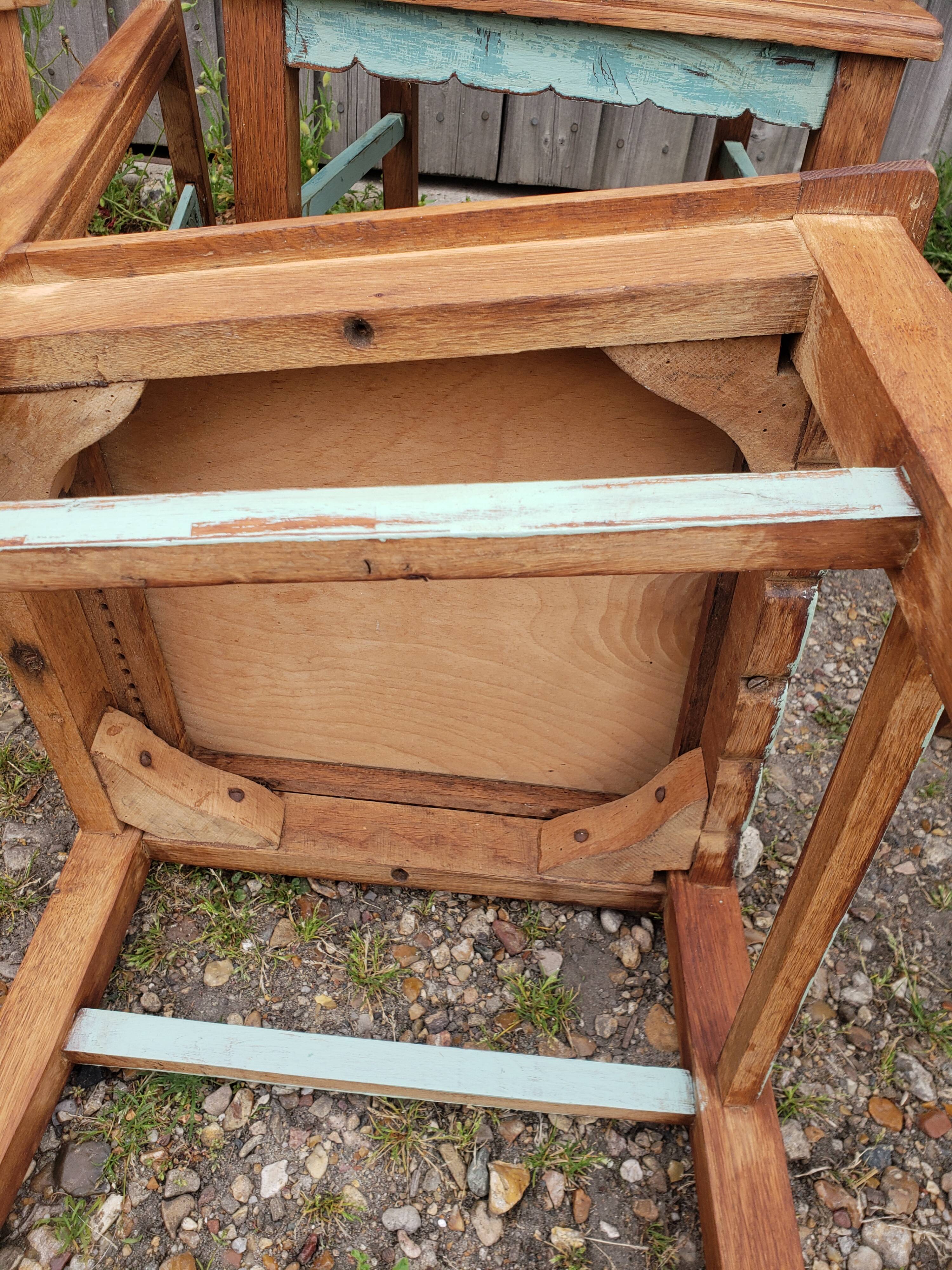 Table and chairs art deco wood and pastel